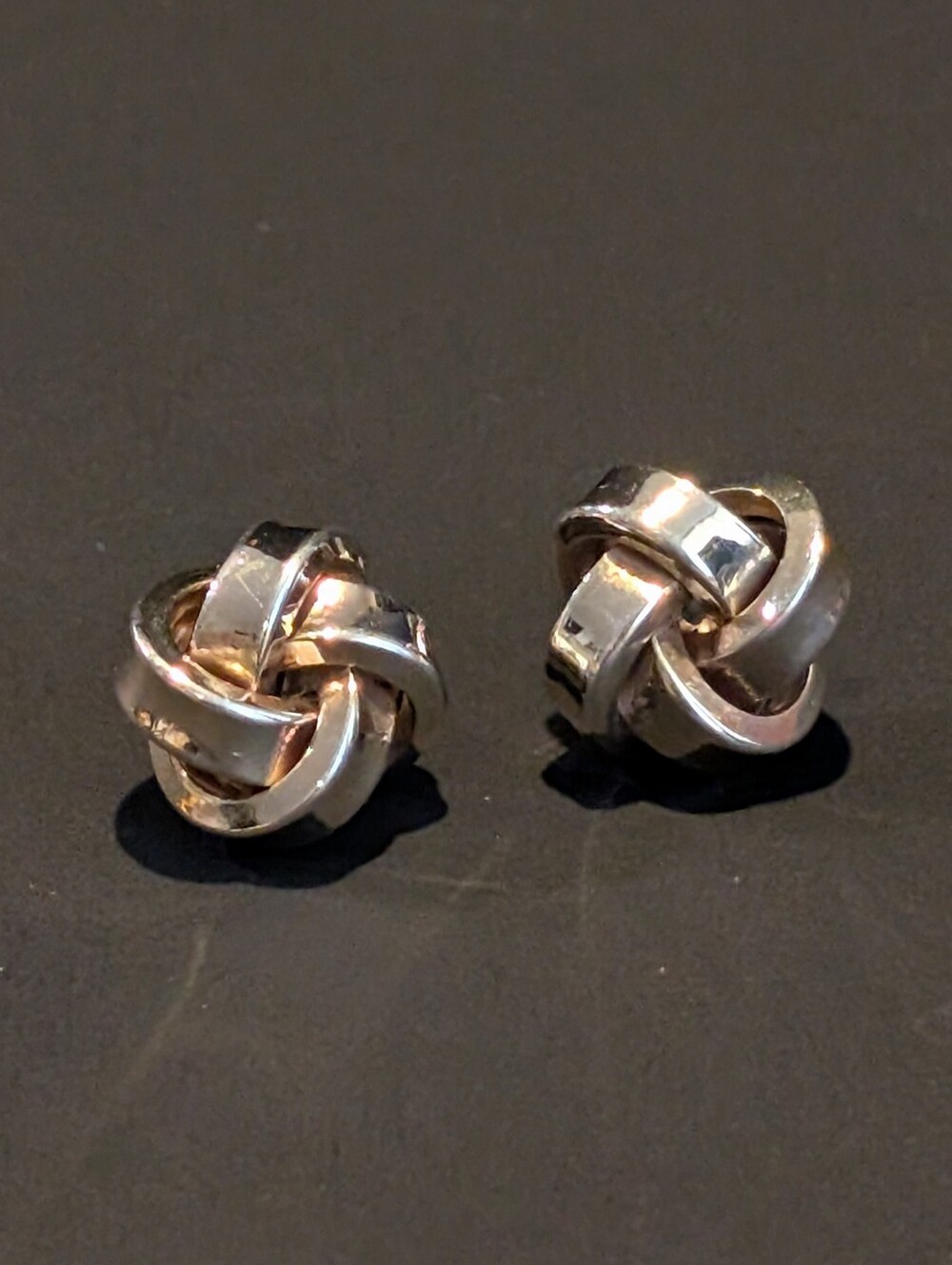 Vintage Gold Plate Sterling Silver Love Knot Earrings - Pierced - Marked.